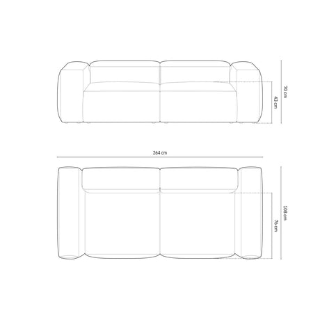 Bergamo 3-Sitzer Sofa aus Strukturierter Stoff in Moosgrün (Liberty 12), 264x108x70 cm von Cosmopolitan Design – Bild 3