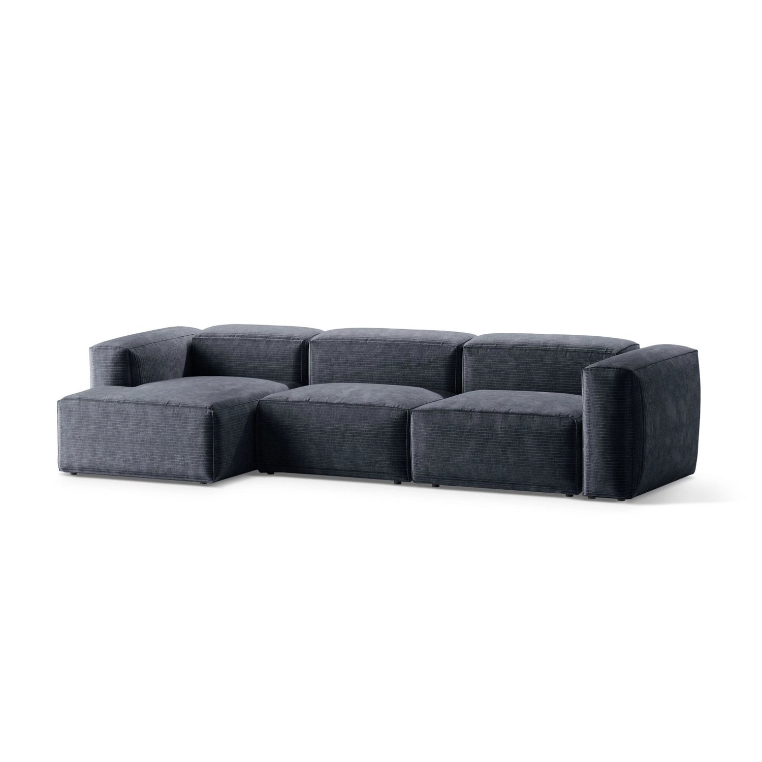 Bergamo 4-Sitzer Ecksofa, Linke Seite, aus Cord in Gedämpftes Blau (Perla 45), 344x152x70 cm von Cosmopolitan Design – Bild 4