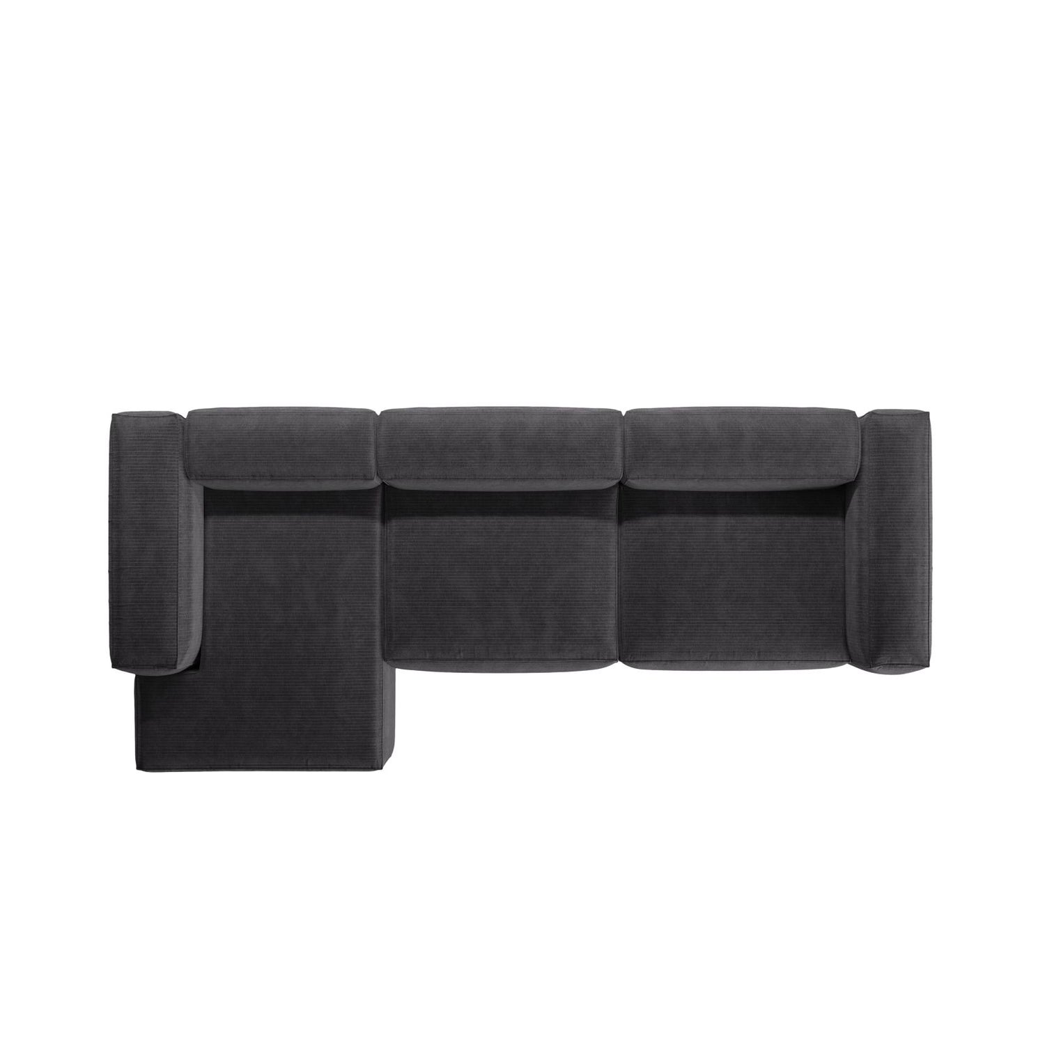Bergamo 4-Sitzer Ecksofa, Linke Seite, aus Cord in Grau (Perla 35), 344x152x70 cm von Cosmopolitan Design – Bild 6