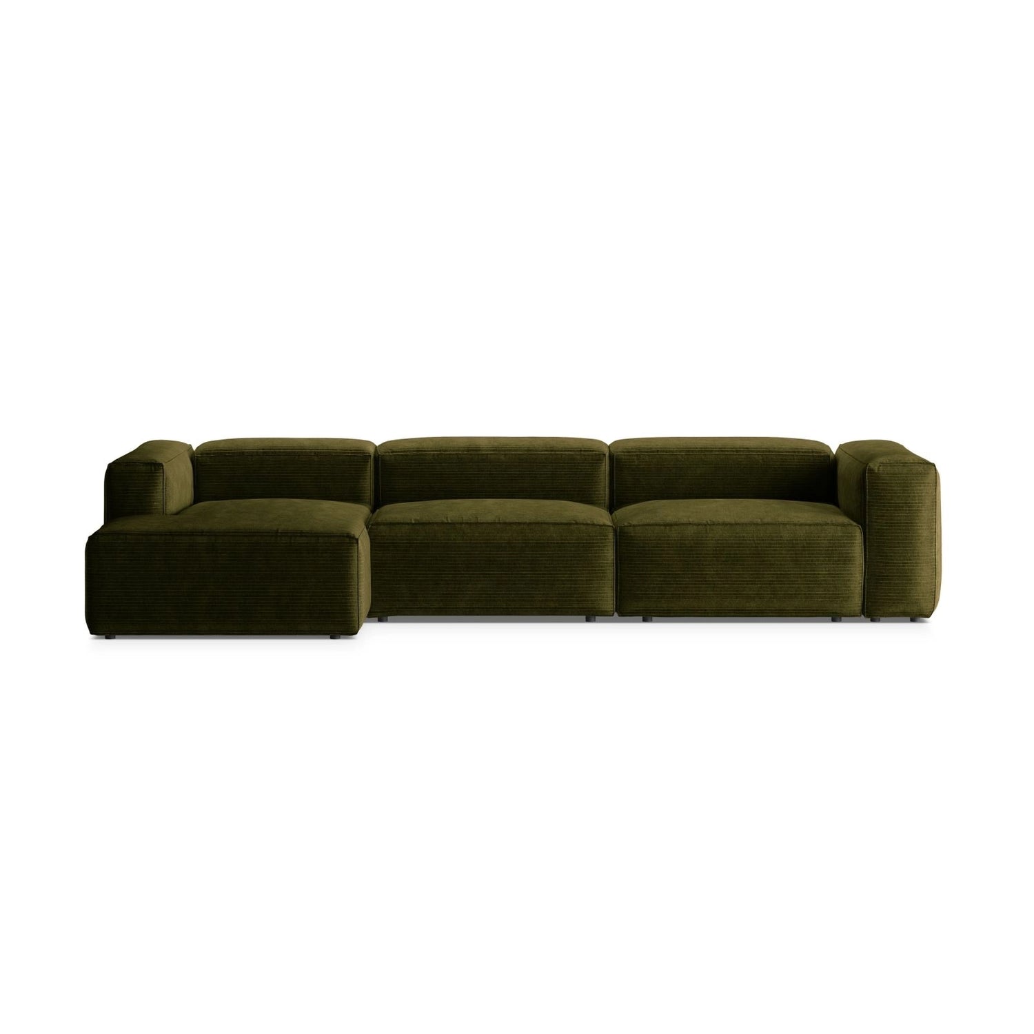 Bergamo 4-Sitzer Ecksofa, Linke Seite, aus Cord in Grün (Perla 60), 344x152x70 cm von Cosmopolitan Design – Bild 1