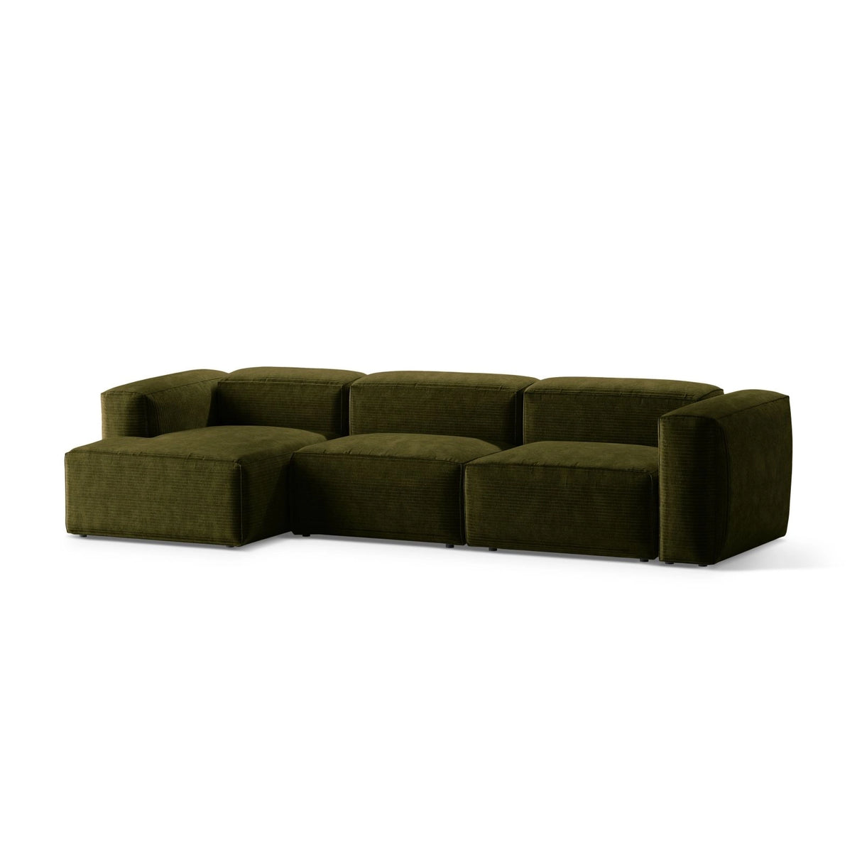 Bergamo 4-Sitzer Ecksofa, Linke Seite, aus Cord in Grün (Perla 60), 344x152x70 cm von Cosmopolitan Design – Bild 4