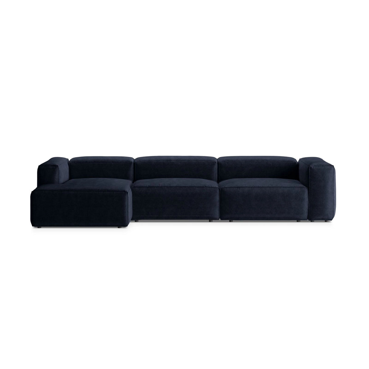 Bergamo 4-Sitzer Ecksofa, Linke Seite, aus Cord in Marineblau (Perla 40), 344x152x70 cm von Cosmopolitan Design – Bild 1