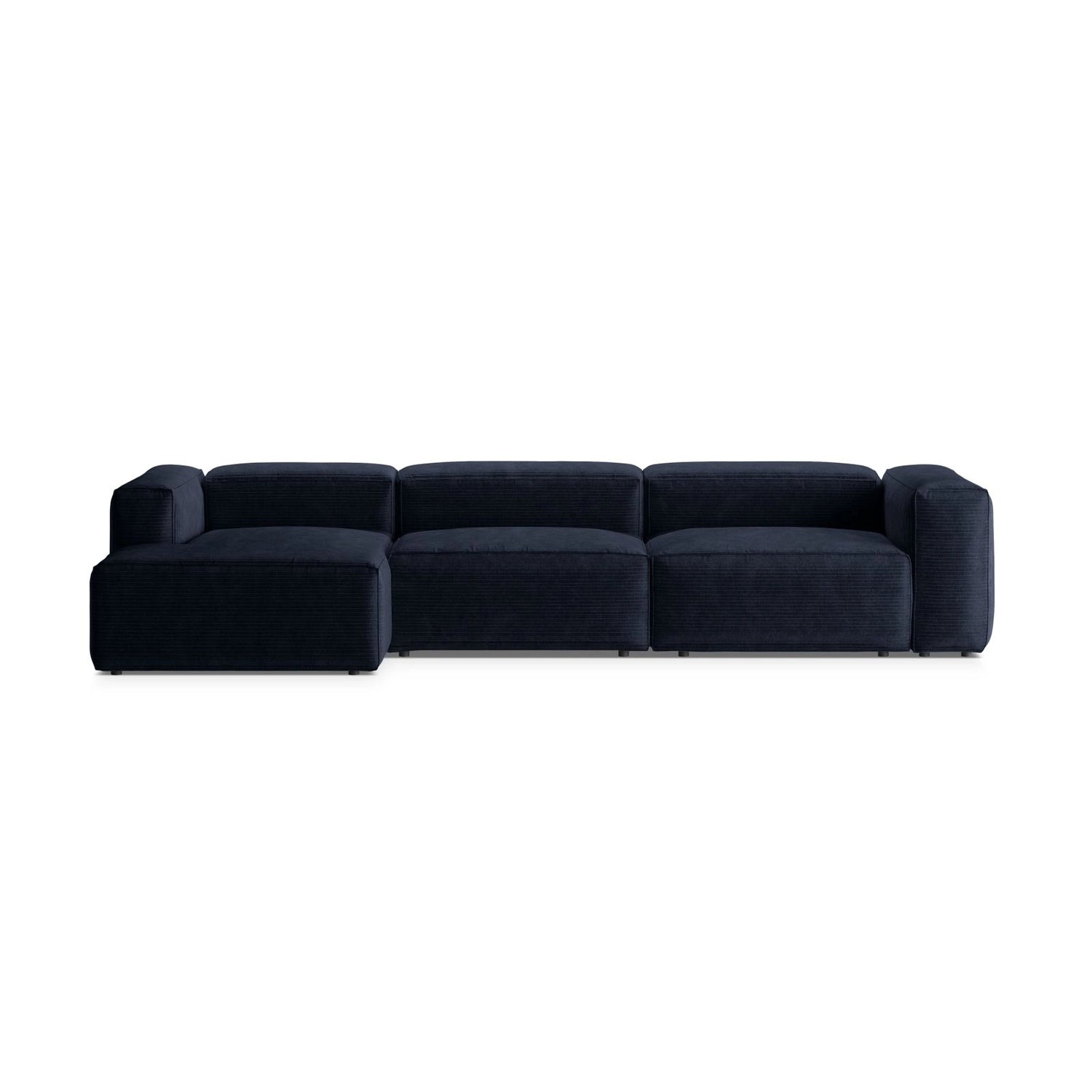 Bergamo 4-Sitzer Ecksofa, Linke Seite, aus Cord in Marineblau (Perla 40), 344x152x70 cm von Cosmopolitan Design – Bild 1