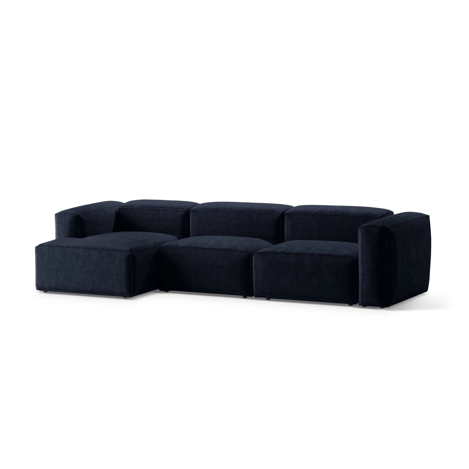 Bergamo 4-Sitzer Ecksofa, Linke Seite, aus Cord in Marineblau (Perla 40), 344x152x70 cm von Cosmopolitan Design – Bild 4