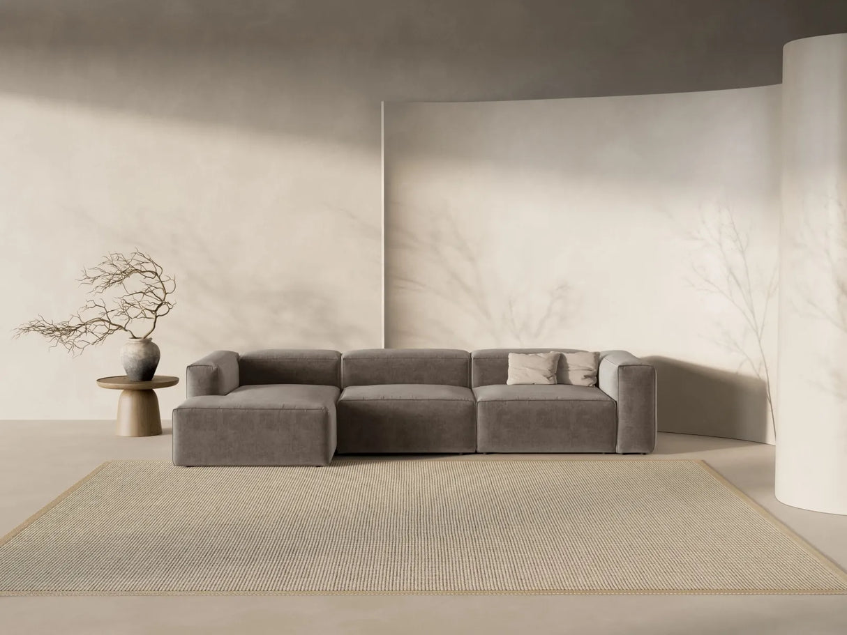 Bergamo 4-Sitzer Ecksofa, Linke Seite, aus Strukturierter Stoff in Cappuccino (Liberty 5), 344x152x70 cm von Cosmopolitan Design – Bild 2
