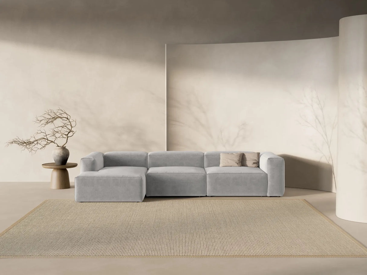 Bergamo 4-Sitzer Ecksofa, Linke Seite, aus Strukturierter Stoff in Hellgrau (Liberty 18), 344x152x70 cm von Cosmopolitan Design – Bild 2