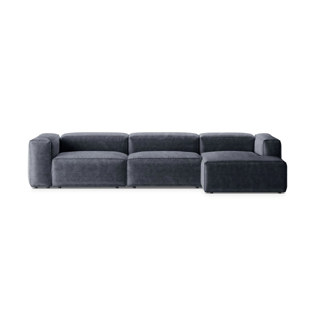 Bergamo 4-Sitzer Ecksofa, Rechte Seite, aus Cord in Gedämpftes Blau (Perla 45), 344x152x70 cm von Cosmopolitan Design – Bild 1
