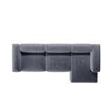 Bergamo 4-Sitzer Ecksofa, Rechte Seite, aus Cord in Gedämpftes Blau (Perla 45), 344x152x70 cm von Cosmopolitan Design – Bild 6