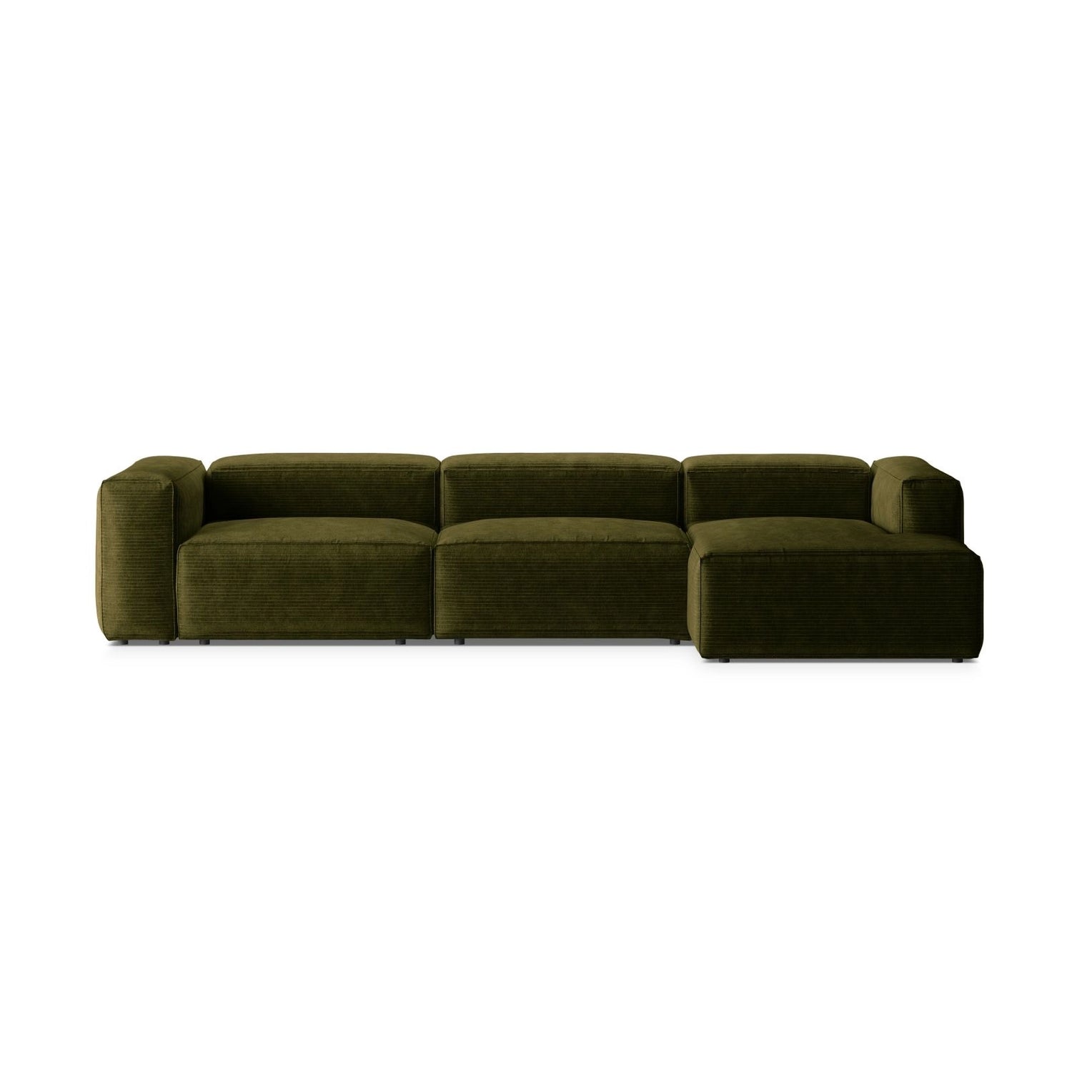 Bergamo 4-Sitzer Ecksofa, Rechte Seite, aus Cord in Grün (Perla 60), 344x152x70 cm von Cosmopolitan Design – Bild 1