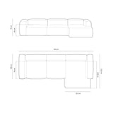 Bergamo 4-Sitzer Ecksofa, Rechte Seite, aus Cord in Grün (Perla 60), 344x152x70 cm von Cosmopolitan Design – Bild 3