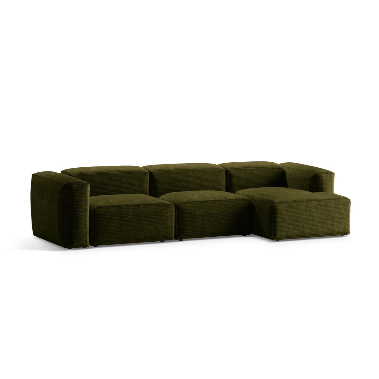 Bergamo 4-Sitzer Ecksofa, Rechte Seite, aus Cord in Grün (Perla 60), 344x152x70 cm von Cosmopolitan Design – Bild 4