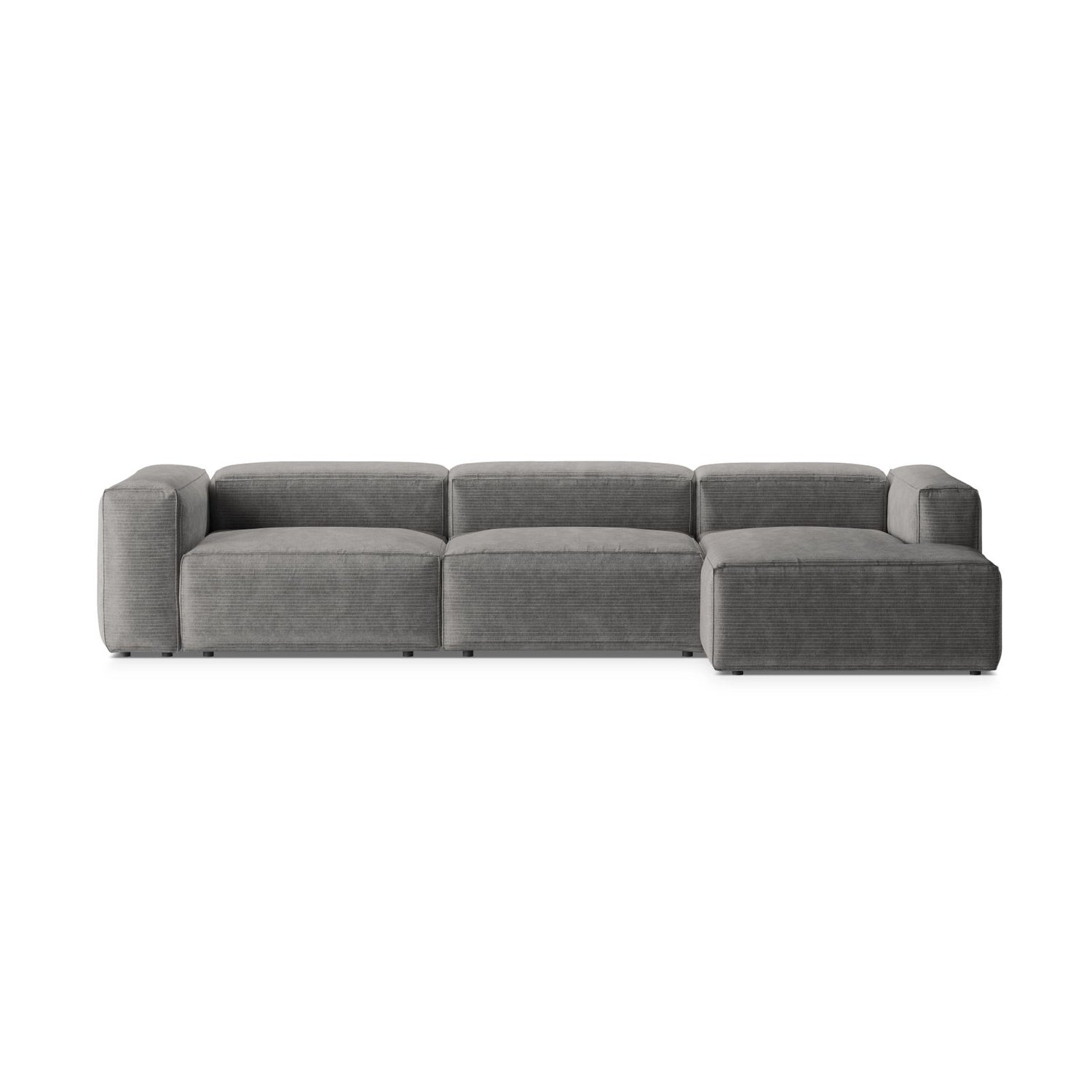 Bergamo 4-Sitzer Ecksofa, Rechte Seite, aus Cord in Hellgrau (Perla 30), 344x152x70 cm von Cosmopolitan Design – Bild 1