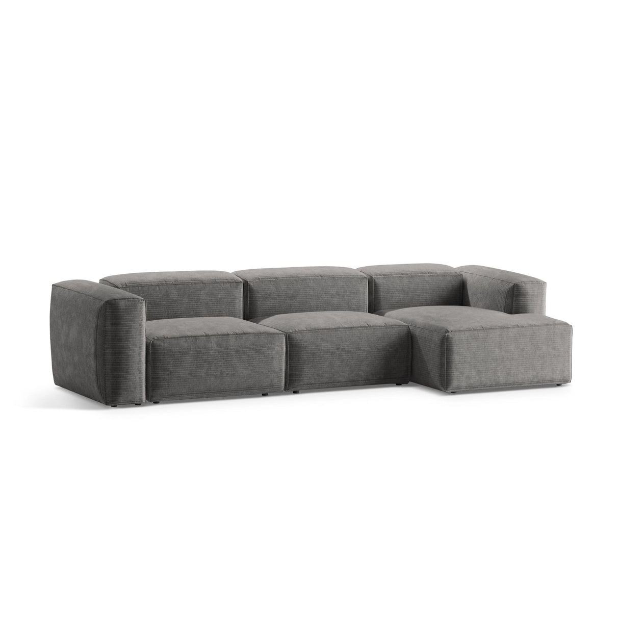 Bergamo 4-Sitzer Ecksofa, Rechte Seite, aus Cord in Hellgrau (Perla 30), 344x152x70 cm von Cosmopolitan Design – Bild 4