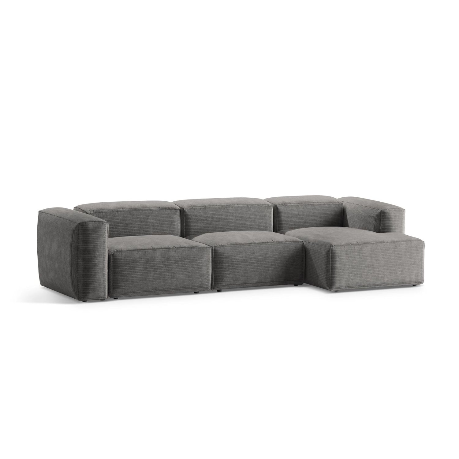 Bergamo 4-Sitzer Ecksofa, Rechte Seite, aus Cord in Hellgrau (Perla 30), 344x152x70 cm von Cosmopolitan Design – Bild 4