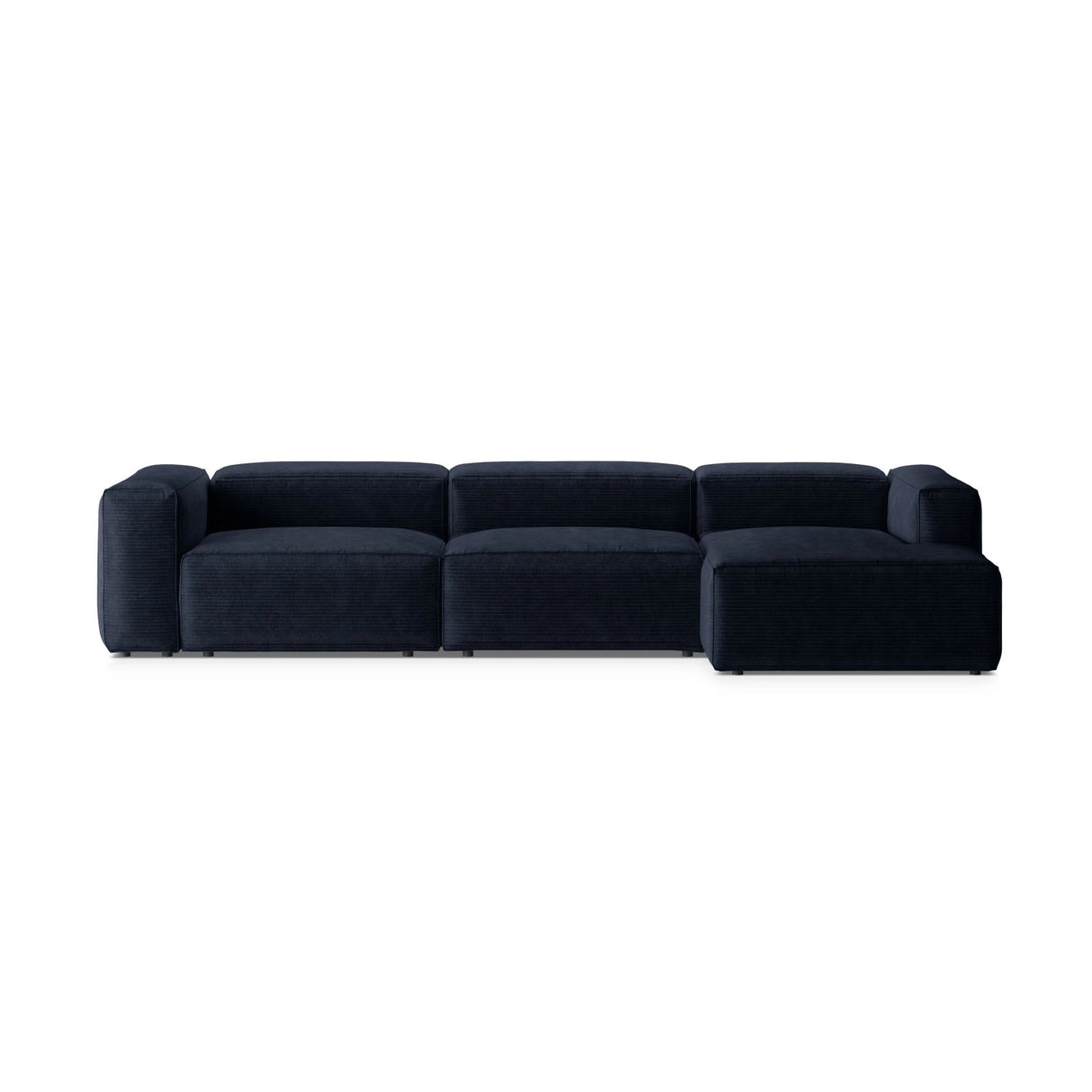Bergamo 4-Sitzer Ecksofa, Rechte Seite, aus Cord in Marineblau (Perla 40), 344x152x70 cm von Cosmopolitan Design – Bild 1