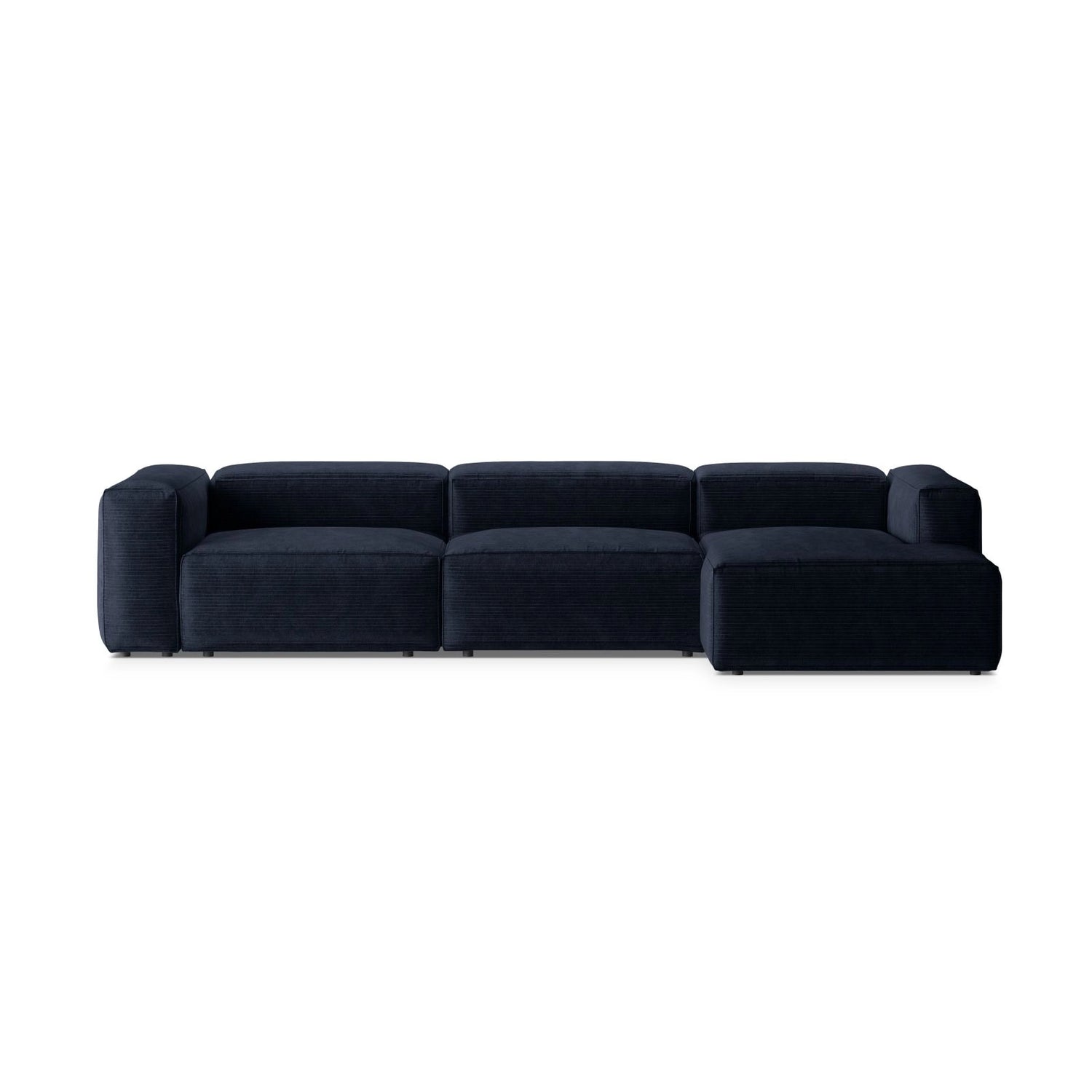 Bergamo 4-Sitzer Ecksofa, Rechte Seite, aus Cord in Marineblau (Perla 40), 344x152x70 cm von Cosmopolitan Design – Bild 1