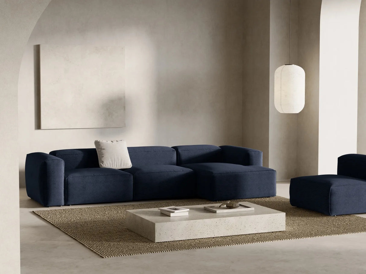 Bergamo 4-Sitzer Ecksofa, Rechte Seite, aus Cord in Marineblau (Perla 40), 344x152x70 cm von Cosmopolitan Design – Bild 2