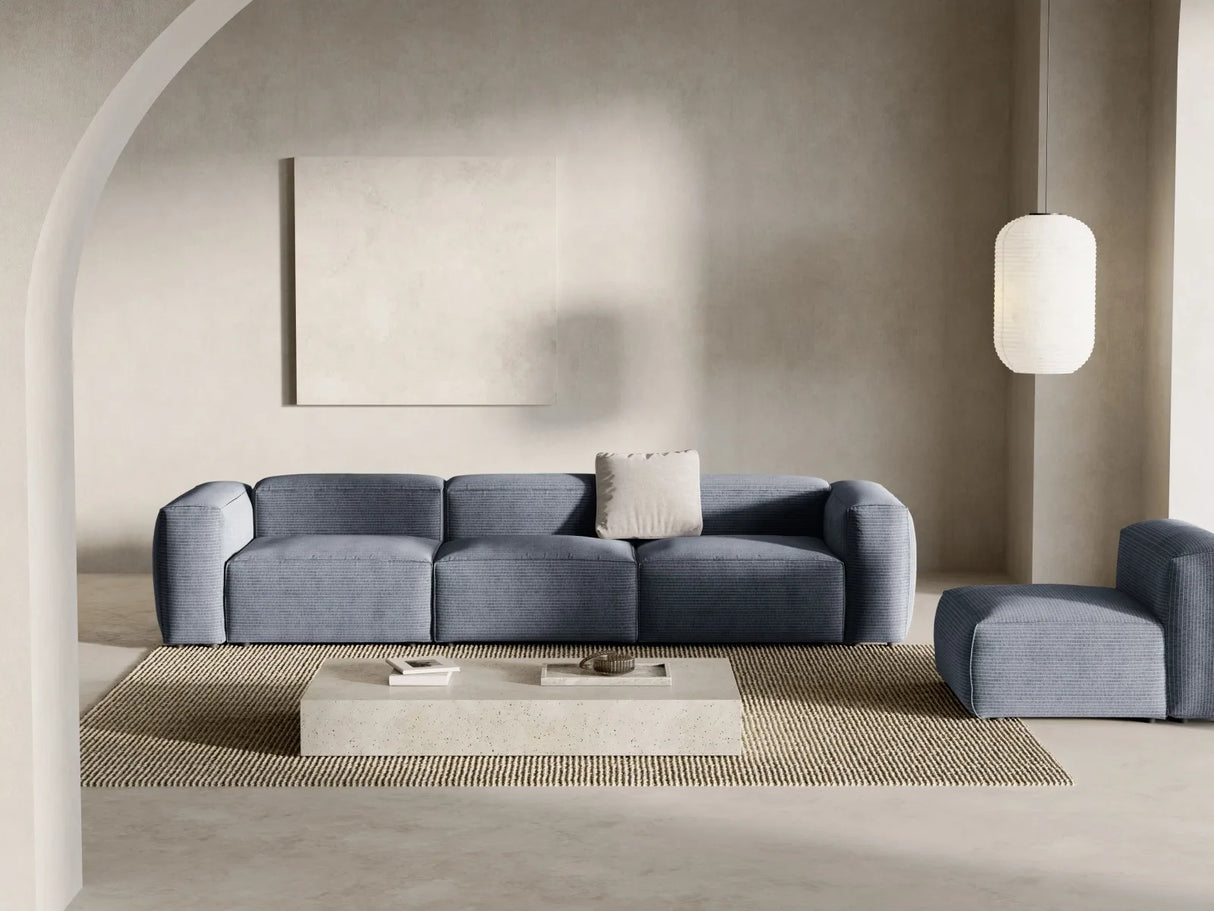 Bergamo 4-Sitzer Sofa aus Cord in Gedämpftes Blau (Perla 45), 364x108x70 cm von Cosmopolitan Design – Bild 2