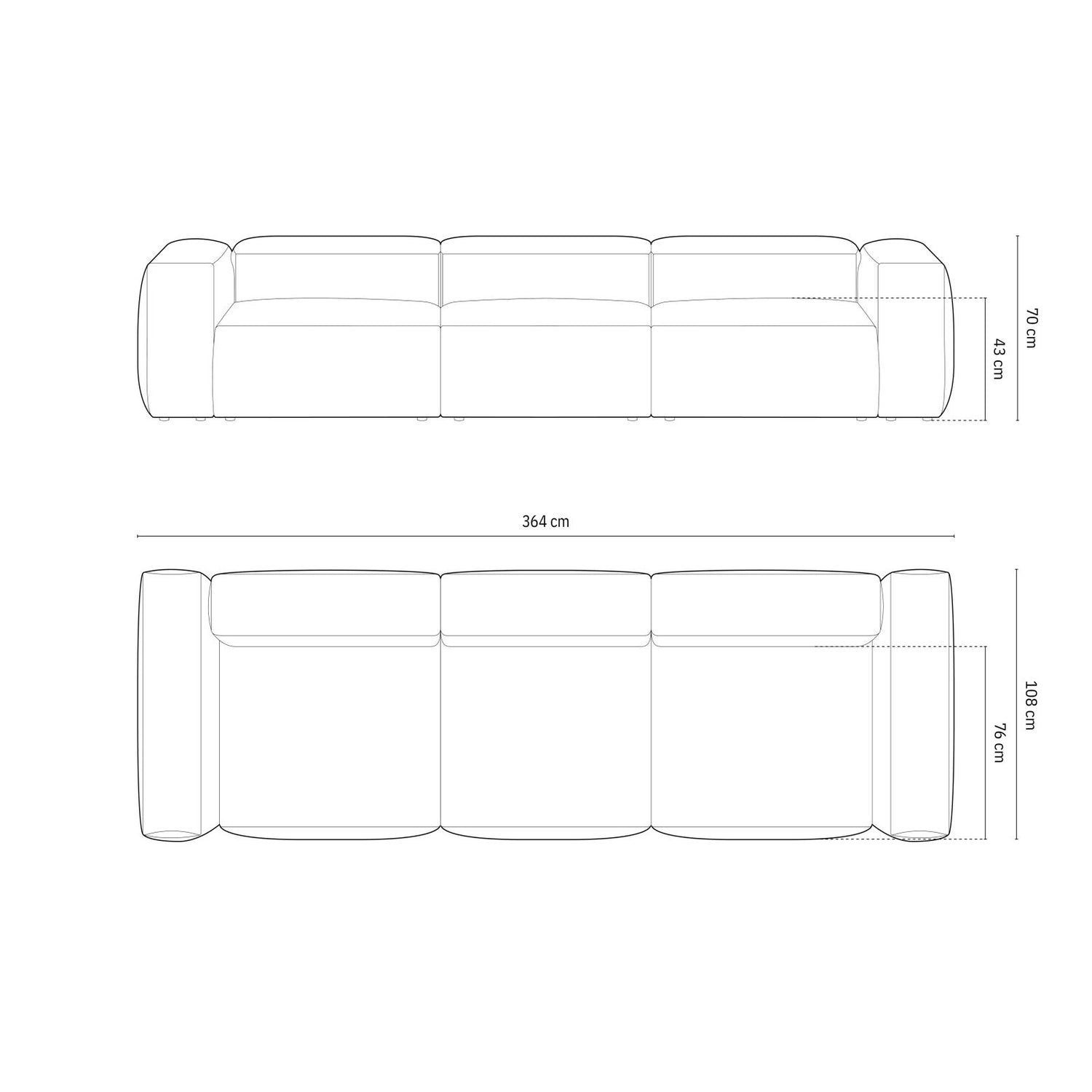 Bergamo 4-Sitzer Sofa aus Cord in Grün (Perla 60), 364x108x70 cm von Cosmopolitan Design – Bild 3