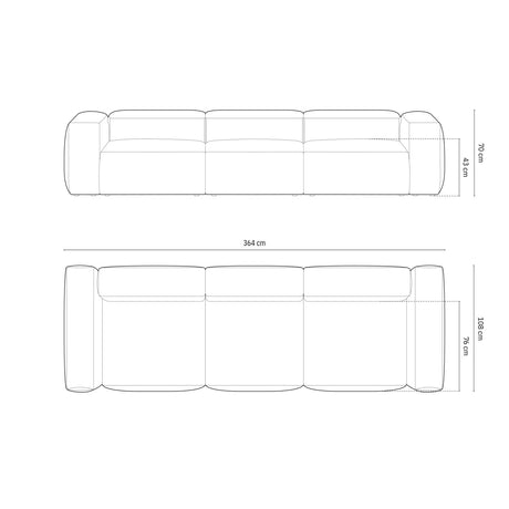 Bergamo 4-Sitzer Sofa aus Strukturierter Stoff in Hellgrau (Liberty 18), 364x108x70 cm von Cosmopolitan Design – Bild 3