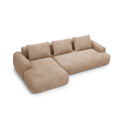 Calma 3-Sitzer Ecksofa mit Schlaffunktion und Stauraum, Linke Seite, aus Samt in Dunkelbeige (Vogue 3), 275x142x84 cm von Cosmopolitan Design – Bild 1
