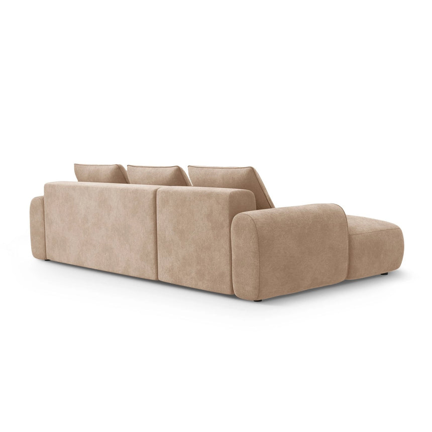 Calma 3-Sitzer Ecksofa mit Schlaffunktion und Stauraum, Linke Seite, aus Samt in Dunkelbeige (Vogue 3), 275x142x84 cm von Cosmopolitan Design – Bild 5