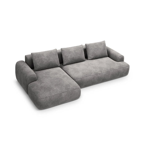 Calma 3-Sitzer Ecksofa mit Schlaffunktion und Stauraum, Linke Seite, aus Samt in Grau (Vogue 15), 275x142x84 cm von Cosmopolitan Design – Bild 1