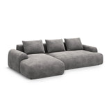 Calma 3-Sitzer Ecksofa mit Schlaffunktion und Stauraum, Linke Seite, aus Samt in Grau (Vogue 15), 275x142x84 cm von Cosmopolitan Design – Bild 3