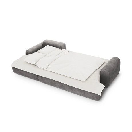 Calma 3-Sitzer Ecksofa mit Schlaffunktion und Stauraum, Linke Seite, aus Samt in Grau (Vogue 15), 275x142x84 cm von Cosmopolitan Design – Bild 4