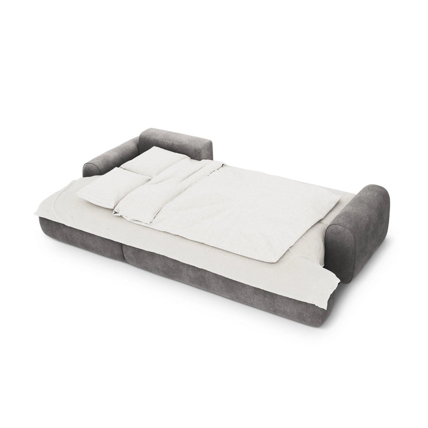 Calma 3-Sitzer Ecksofa mit Schlaffunktion und Stauraum, Linke Seite, aus Samt in Grau (Vogue 15), 275x142x84 cm von Cosmopolitan Design – Bild 4
