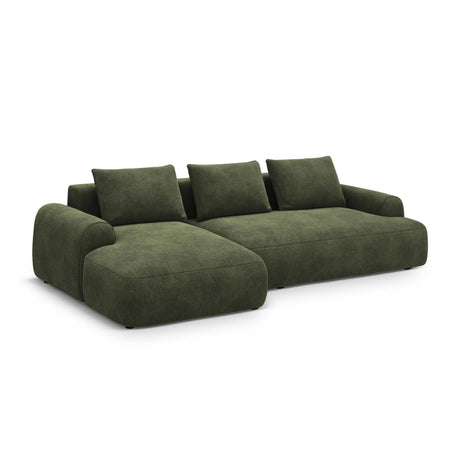 Calma 3-Sitzer Ecksofa mit Schlaffunktion und Stauraum, Linke Seite, aus Samt in Grün (Vogue 11), 275x142x84 cm von Cosmopolitan Design – Bild 3