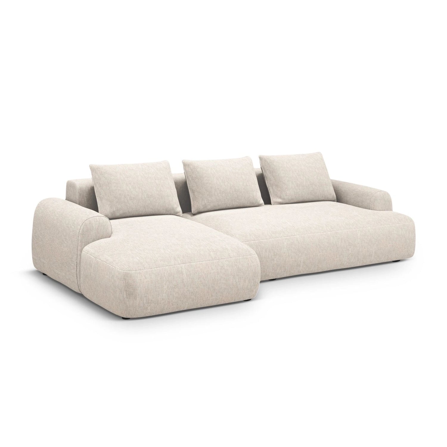 Calma 3-Sitzer Ecksofa mit Schlaffunktion und Stauraum, Linke Seite, aus Strukturierter Stoff in Hellbeige (Baltimore Sand), 275x142x84 cm von Cosmopolitan Design – Bild 3