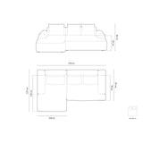 Calma 3-Sitzer Ecksofa mit Schlaffunktion und Stauraum, Linke Seite, aus Strukturierter Stoff in Olive (Baltimore Pistachio), 275x142x84 cm von Cosmopolitan Design – Bild 2