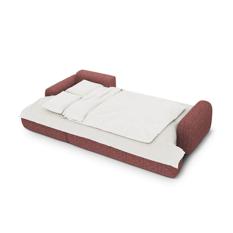 Calma 3-Sitzer Ecksofa mit Schlaffunktion und Stauraum, Linke Seite, aus Strukturierter Stoff in Rot (Baltimore Marsala), 275x142x84 cm von Cosmopolitan Design – Bild 4