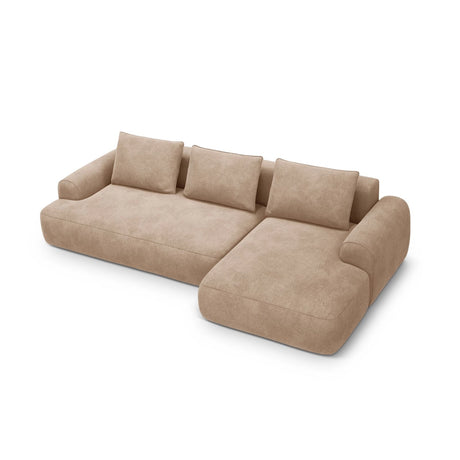 Calma 3-Sitzer Ecksofa mit Schlaffunktion und Stauraum, Rechte Seite, aus Samt in Dunkelbeige (Vogue 3), 275x142x84 cm von Cosmopolitan Design – Bild 1