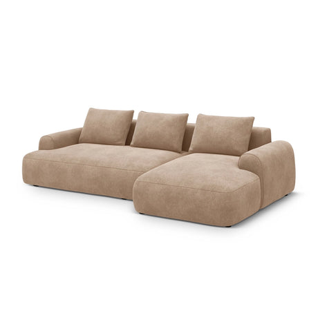 Calma 3-Sitzer Ecksofa mit Schlaffunktion und Stauraum, Rechte Seite, aus Samt in Dunkelbeige (Vogue 3), 275x142x84 cm von Cosmopolitan Design – Bild 3