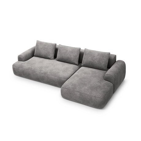 Calma 3-Sitzer Ecksofa mit Schlaffunktion und Stauraum, Rechte Seite, aus Samt in Grau (Vogue 15), 275x142x84 cm von Cosmopolitan Design – Bild 1
