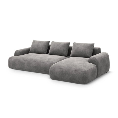 Calma 3-Sitzer Ecksofa mit Schlaffunktion und Stauraum, Rechte Seite, aus Samt in Grau (Vogue 15), 275x142x84 cm von Cosmopolitan Design – Bild 3