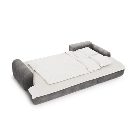 Calma 3-Sitzer Ecksofa mit Schlaffunktion und Stauraum, Rechte Seite, aus Samt in Grau (Vogue 15), 275x142x84 cm von Cosmopolitan Design – Bild 4