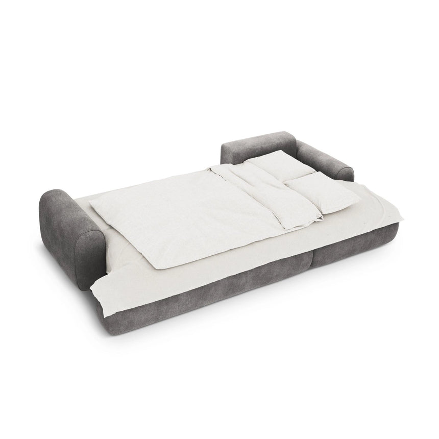 Calma 3-Sitzer Ecksofa mit Schlaffunktion und Stauraum, Rechte Seite, aus Samt in Grau (Vogue 15), 275x142x84 cm von Cosmopolitan Design – Bild 4