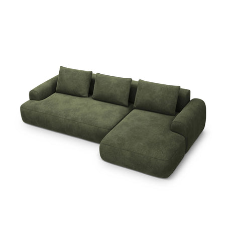 Calma 3-Sitzer Ecksofa mit Schlaffunktion und Stauraum, Rechte Seite, aus Samt in Grün (Vogue 11), 275x142x84 cm von Cosmopolitan Design – Bild 1