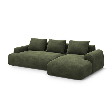 Calma 3-Sitzer Ecksofa mit Schlaffunktion und Stauraum, Rechte Seite, aus Samt in Grün (Vogue 11), 275x142x84 cm von Cosmopolitan Design – Bild 3