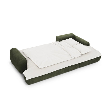 Calma 3-Sitzer Ecksofa mit Schlaffunktion und Stauraum, Rechte Seite, aus Samt in Grün (Vogue 11), 275x142x84 cm von Cosmopolitan Design – Bild 4