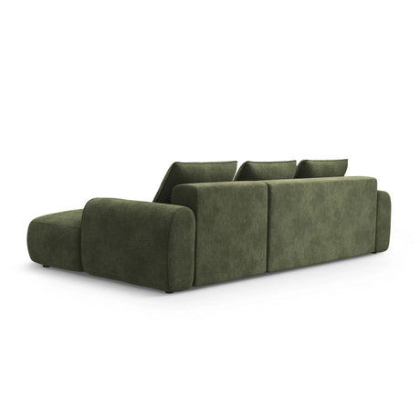 Calma 3-Sitzer Ecksofa mit Schlaffunktion und Stauraum, Rechte Seite, aus Samt in Grün (Vogue 11), 275x142x84 cm von Cosmopolitan Design – Bild 5