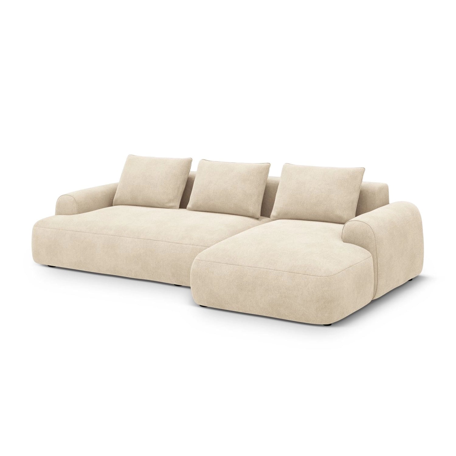 Calma 3-Sitzer Ecksofa mit Schlaffunktion und Stauraum, Rechte Seite, aus Samt oder Strukturstoff, 275x142x84 cm von Cosmopolitan Design – Bild 3