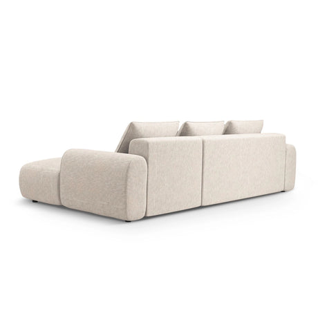 Calma 3-Sitzer Ecksofa mit Schlaffunktion und Stauraum, Rechte Seite, aus Strukturierter Stoff in Hellbeige (Baltimore Sand), 275x142x84 cm von Cosmopolitan Design – Bild 5