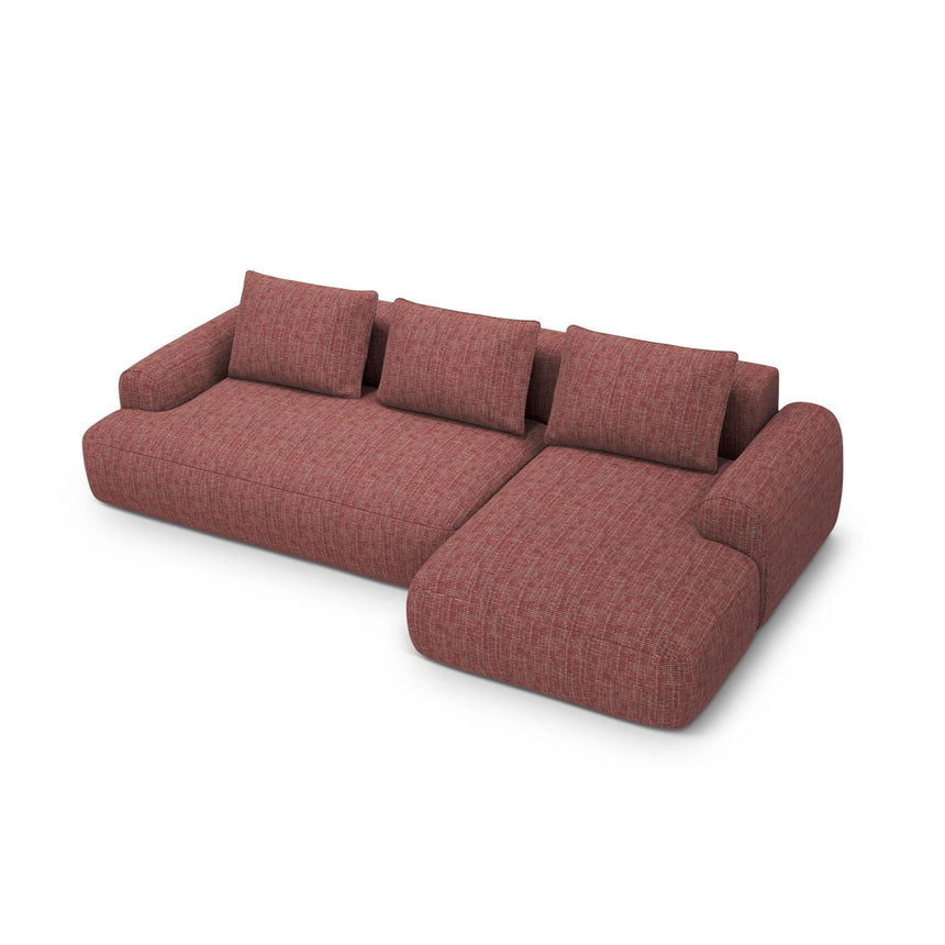 Calma 3-Sitzer Ecksofa mit Schlaffunktion und Stauraum, Rechte Seite, aus Strukturierter Stoff in Rot (Baltimore Marsala), 275x142x84 cm von Cosmopolitan Design – Bild 1