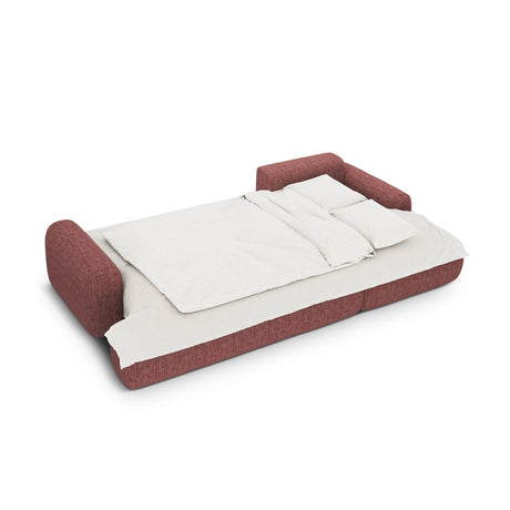 Calma 3-Sitzer Ecksofa mit Schlaffunktion und Stauraum, Rechte Seite, aus Strukturierter Stoff in Rot (Baltimore Marsala), 275x142x84 cm von Cosmopolitan Design – Bild 4