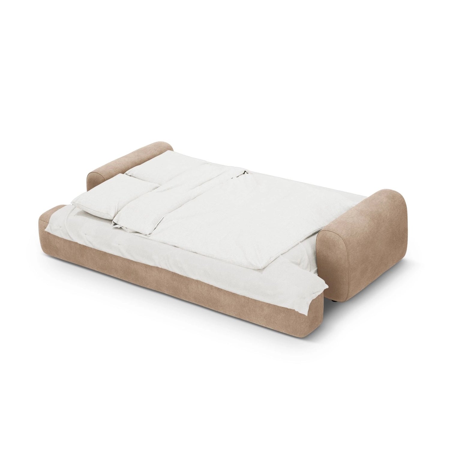Calma 4-Sitzer Sofa mit Schlaffunktion und Stauraum, aus Samt in Dunkelbeige (Vogue 3), 250x100x84 cm von Cosmopolitan Design – Bild 4