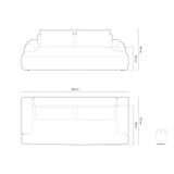 Calma 4-Sitzer Sofa mit Schlaffunktion und Stauraum, aus Samt in Tiefes Petrol (Vogue 13), 250x100x84 cm von Cosmopolitan Design – Bild 2